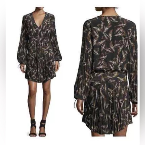 A.L.C Rory V-neck Pleated Silk Dress Size 8 - Picture 2 of 11